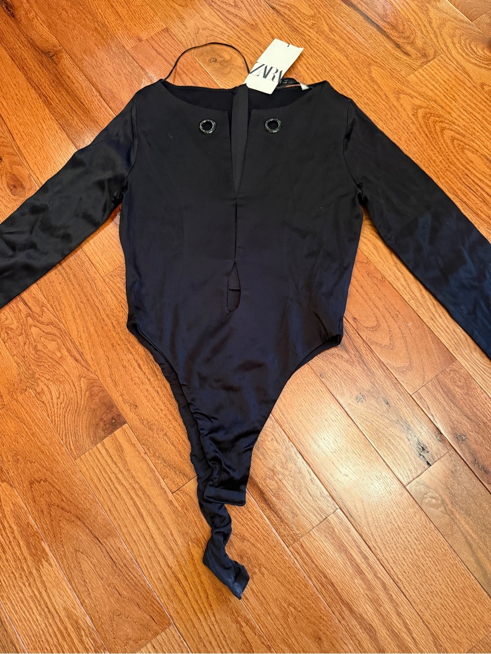Zara Black Long-Sleeve Girls One-Piece Bodysuit